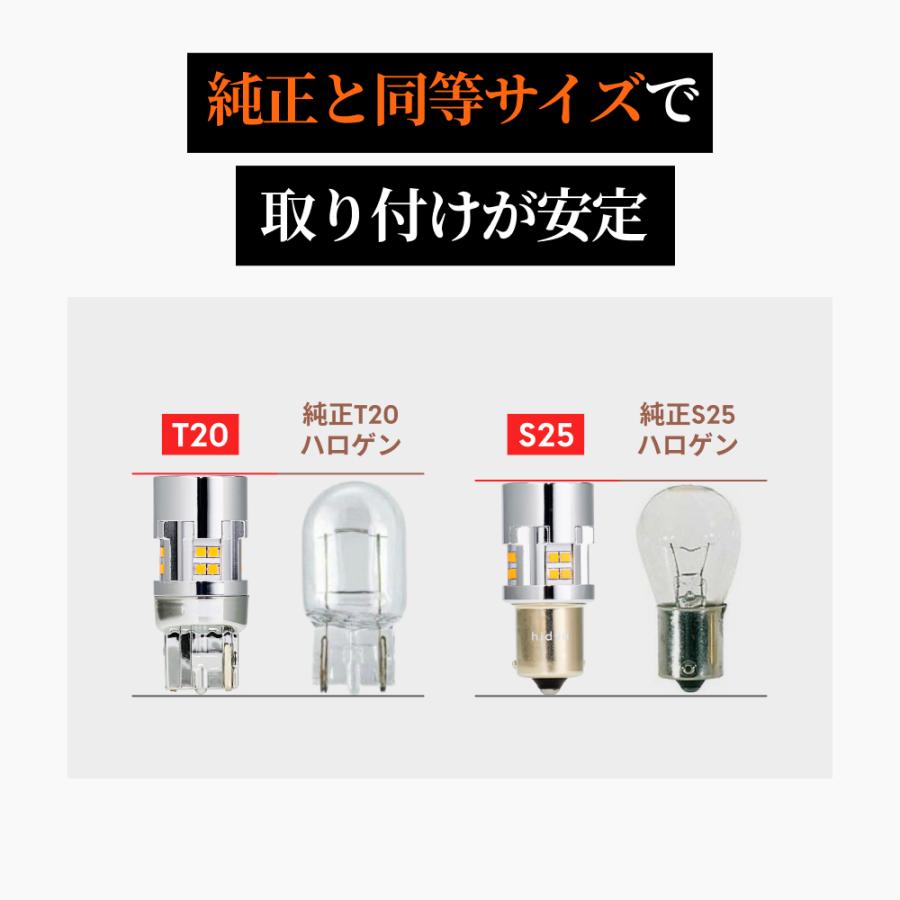 HID屋 T20 LED ウインカー アンバー 2200lm ハイフラ防止抵抗内蔵 車検