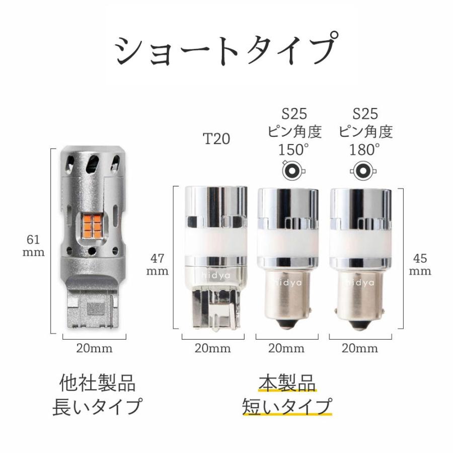 HID屋 T20 LED ウインカー 1100lm T20ピンチ部違い S25 150° 180° アンバー ハイフラ防止 抵抗内蔵 パーフェクト ステルス 車検対応 2球セット｜tradingtrade｜11