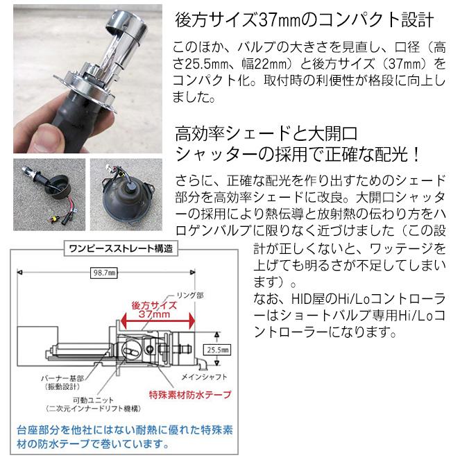 バイク1灯専用 35W HIDキット ショートタイプ H4HiLo(リレー付) | HID屋 | 13