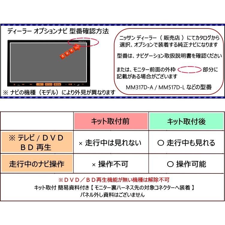 MM517D-L セレナ ニッサン 走行中 テレビナビ操作 TVキット ナビ