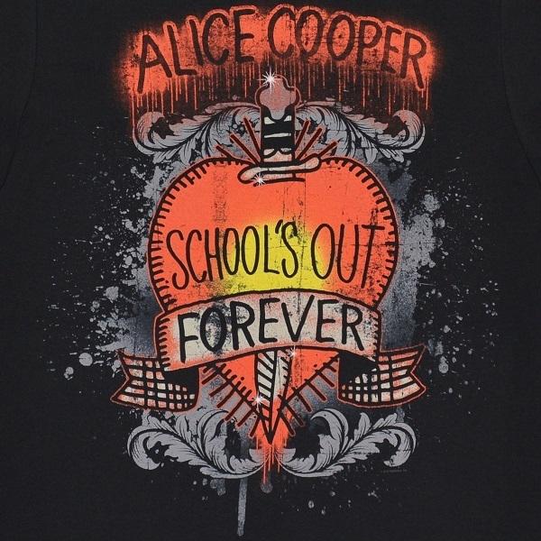 Official Alice Cooper 'Schools Out Dagger' T-Shirt - Black, Small, 100% Cotton