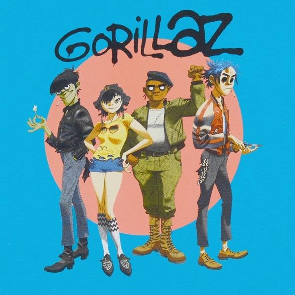 Heren T-shirt Gorillaz - Group Circle Rise - ROCK OFF - GORTS04MBL
