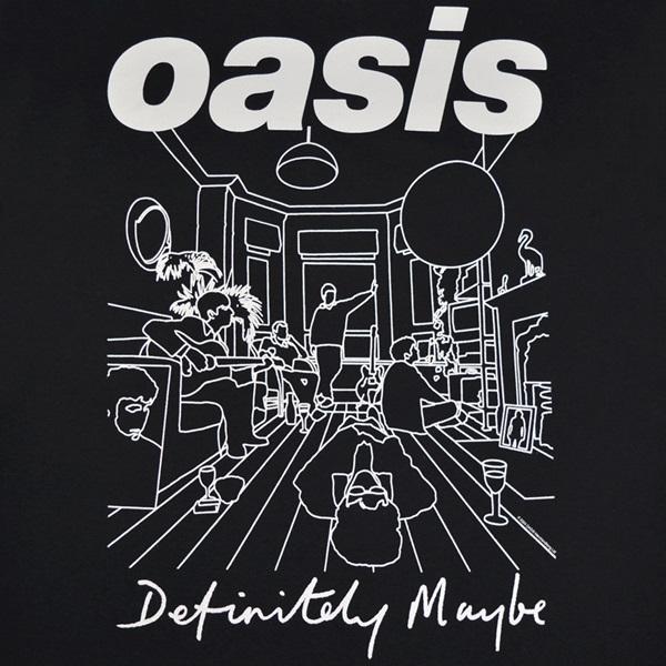 OASIS オアシス Definitely Maybe Line Drawing Tシャツ BLACK