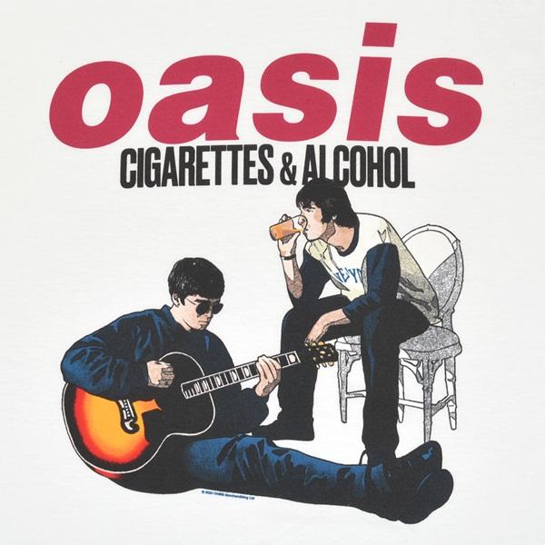 OASIS オアシス Cigarettes & Alcohol Illustration Tシャツ