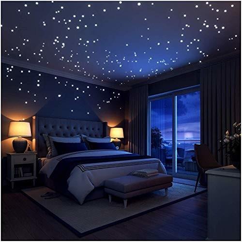 Idealeben 蓄光シール 月 丸ドット 253点セット きらきら 蛍光ステッカー 部 はがせる壁紙シール 夜光ステッカー メーカー直売