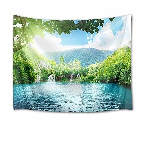 Lb 自然風景タペストリー 森と湖 インテリア 多機能壁掛け 滝と日光 おしゃれ 風景画 ファブリック装飾用品 クロスタウンストア 通販 Yahoo ショッピング