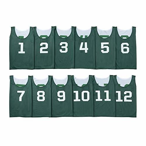 全国組立設置無料 Athletic Mart ビブス リバーシブル 1 12番 裏表前後ろ番号あり 12枚セット 収納メッシュランドリーバッグ付 緑 交換無料 Www Thedailyspud Com