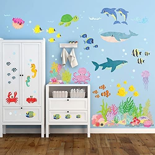 Decowall Dw 14 海の中 海の生き物 ウォール ステッカー デコ 幼稚園 保育園 子供部屋 Diy 用 壁転写 シール ウォ
