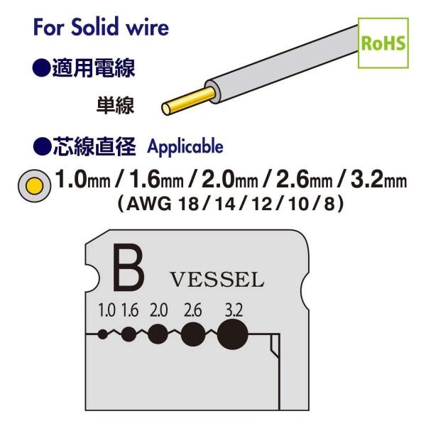ベッセル(VESSEL) 電気工事士試験対応 ワイヤーストリッパー 交換ブレード 3000B用 WB-002｜trafstore｜02
