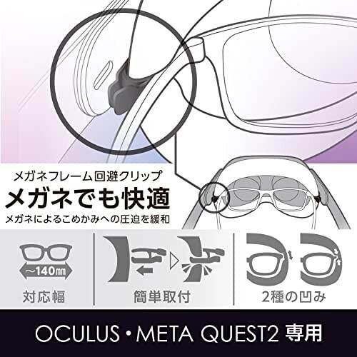 エレコム Oculus Quest 2 / Meta Quest 2 用 アクセサリー メガネフレーム回避クリップ (こめかみへの圧｜trafstore｜02