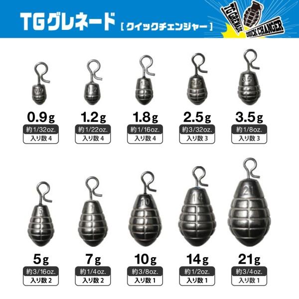 VARIVAS(バリバス) ノガレス シンカー TGグレネード クイックチェンジャー 7g(約1/4oz) 2個 タングステ｜trafstore｜02