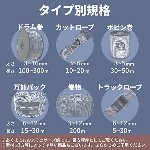 ユタカメイク(Yutaka　Make)　綿ロープ(3ツ打)ドラム巻　16mm×100m　RC-16