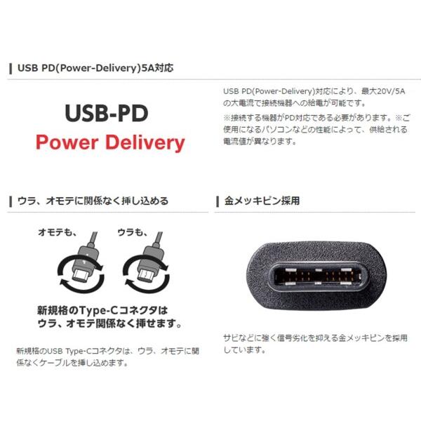 エレコム USBケーブル 充電・データ転送用 TypeC&TypeC USB2.0 USB Power Delivery・iPhone15対応 最大100W(20V/5A)｜trafstore｜09