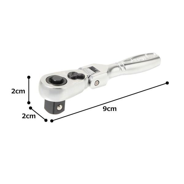トネ(TONE) コンパクトショート首振ラチェットハンドル(ホールドタイプ) RH3FCHS 差込角9.5mm(