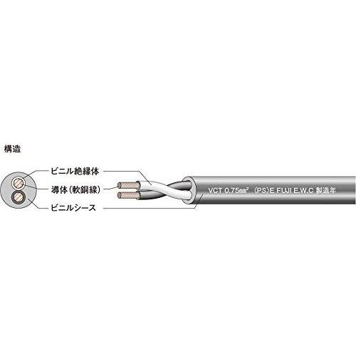 富士電線工業　キャブタイヤケーブル　VCT　5.5SQX　20M　巻き　2C