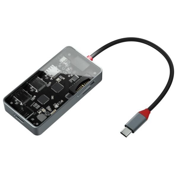 エアリア TypeC接続 多機能マルチアダプター 内部が見えるシースルー構造 HDMI USB3.0 SDカードリー｜trafstore｜05