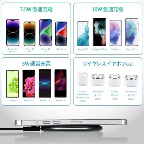 エレコム ワイヤレス充電器 急速 10W/7.5W/5W出力 置くだけ充電 Qi認証 Type-C入力 卓上 薄型 滑り止め｜trafstore｜06