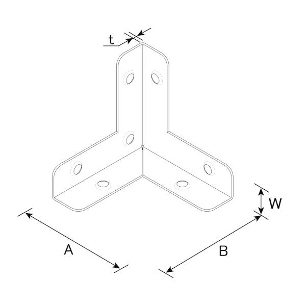 ダイドーハント (DAIDOHANT) (補強金物) ユニクロ 三方面 コーナー型 (鉄) (W)15x(A)52x(B)52mm (2個｜trafstore｜02