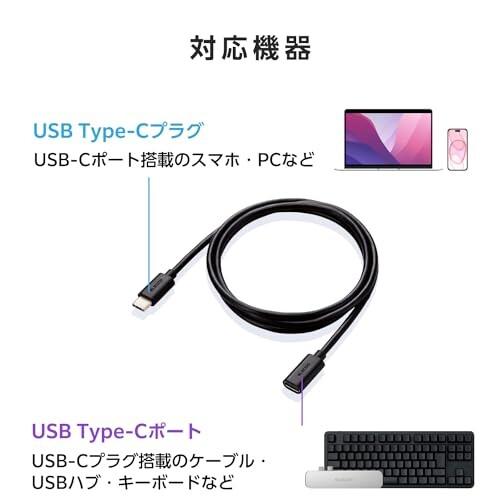 エレコム USB Type C 延長ケーブル 1m USB2.0 480Mbps PD 60W対応 ブラック MPA-ECC10BK｜trafstore｜07