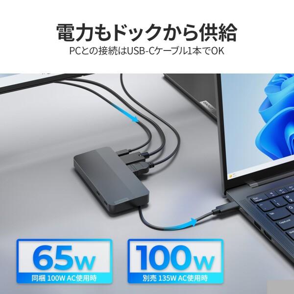 Lenovo V USB Type-C デュアルディスプレイ トラベルドック(AC