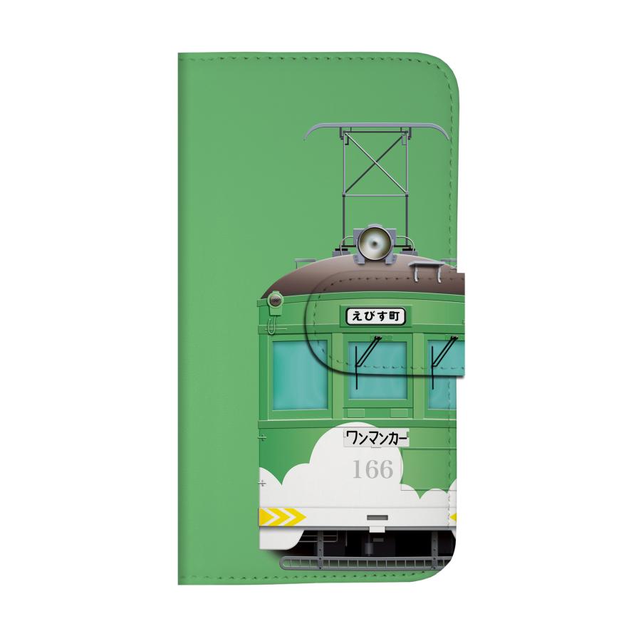 阪堺モ161形 モ166（緑雲塗装）鉄道スマホケース No.33　手帳タイプ 最新iPhone〜旧型iPhoneに対応 iPhone14 iPhone13 iPhone12 iPhone11 iPhoneSE 父の日 |  | 02