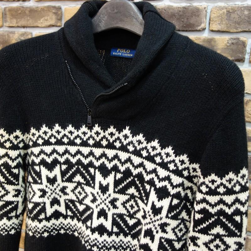 ポロ ラルフローレン ニット ノルディック ショールカラー アンゴラ,カシミヤ混 POLO RALPH LAUREN（ポロ・ラルフローレン） ノルディック柄ショール