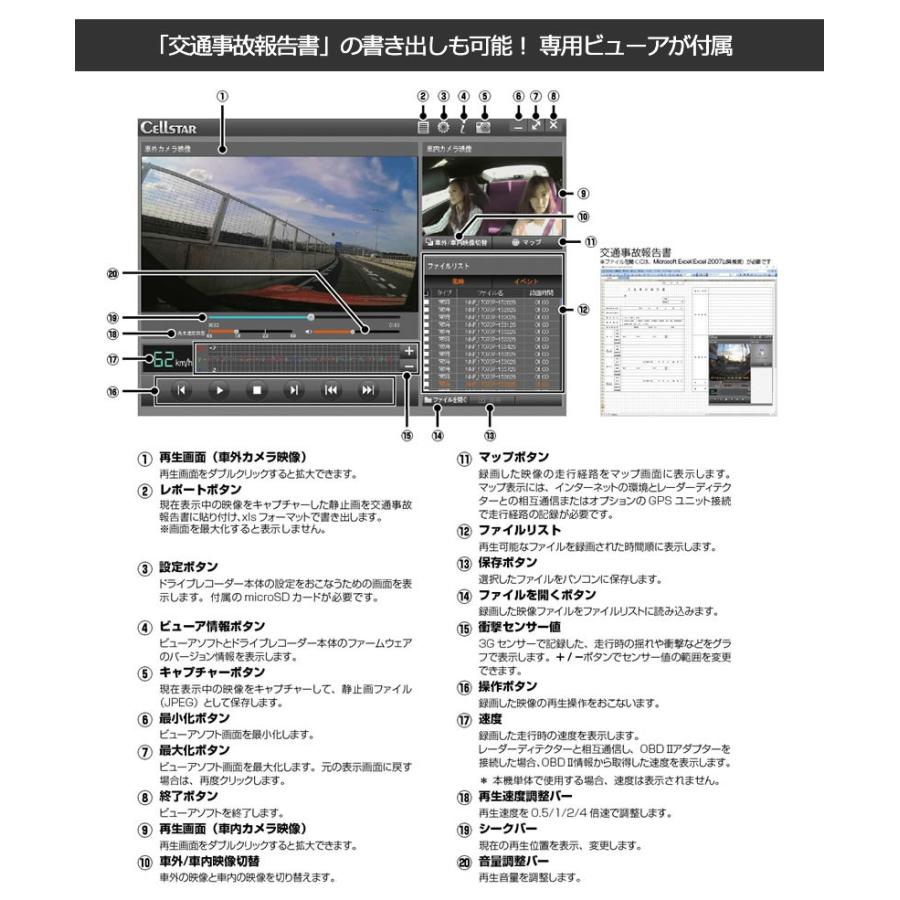 セルスタードライブレコーダー CSD-690FHR日本製 3年保証 前方/車内