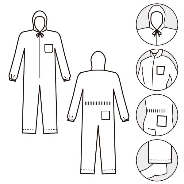 アゼアス 防護服 タイベック1010B (10着入) 保護服 使い捨て 医療 研究