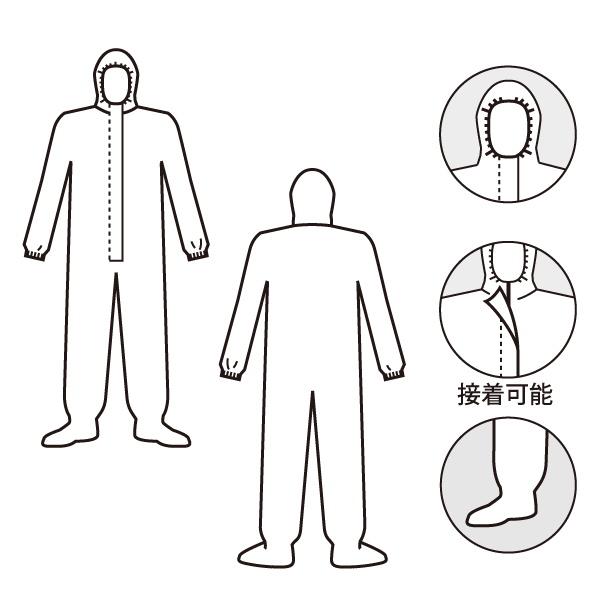 化学防護服 デュポン(TM) タイケム(R) 4000 (6着入) SL122T Tychem(R) 続服 感染症対策 対液体 化学物質 バイオハザード | アゼアス | 03