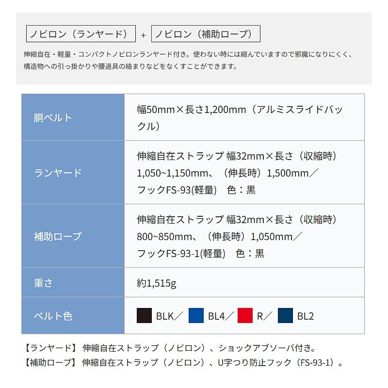 藤井電工 安全帯 ツインランヤード TB-NV-2-593-NV 2丁掛 ダブル 胴