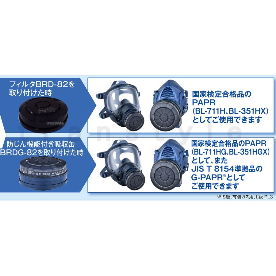 興研 電動ファン付取替え式防じん防毒マスク BL-351HX 電池 興研 電動ファン付取替え式防じん防毒マスク BL-351HX 電池