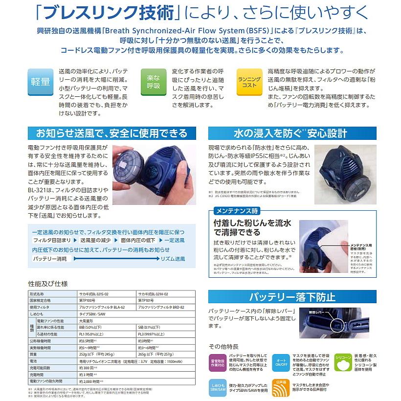 興研 電動ファン付き呼吸用保護具 BL-321H用面体 (電池・充電器無