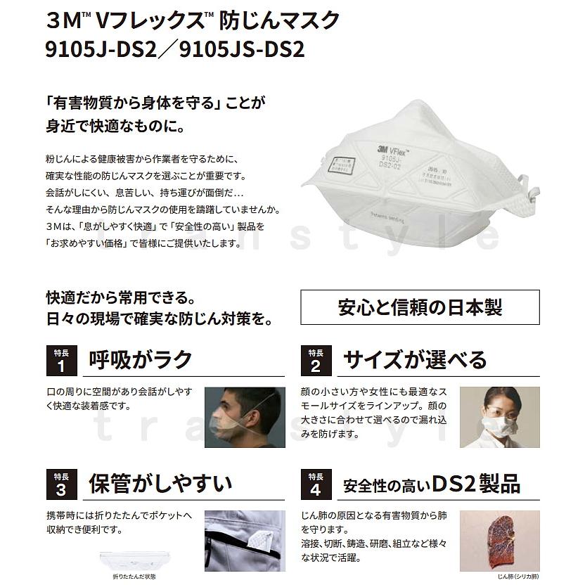3M マスク 9105J-DS2 レギュラーサイズ (20枚入) Vフレックス VFlex