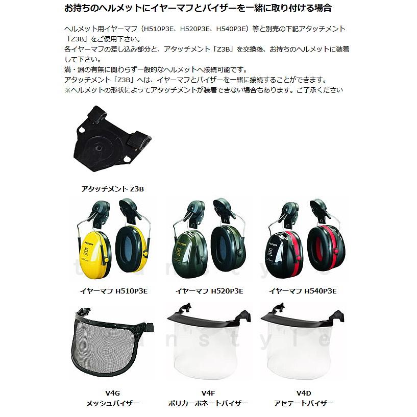3M イヤーマフヘルメット接続用アタッチメント Z3B (1組) ペルター