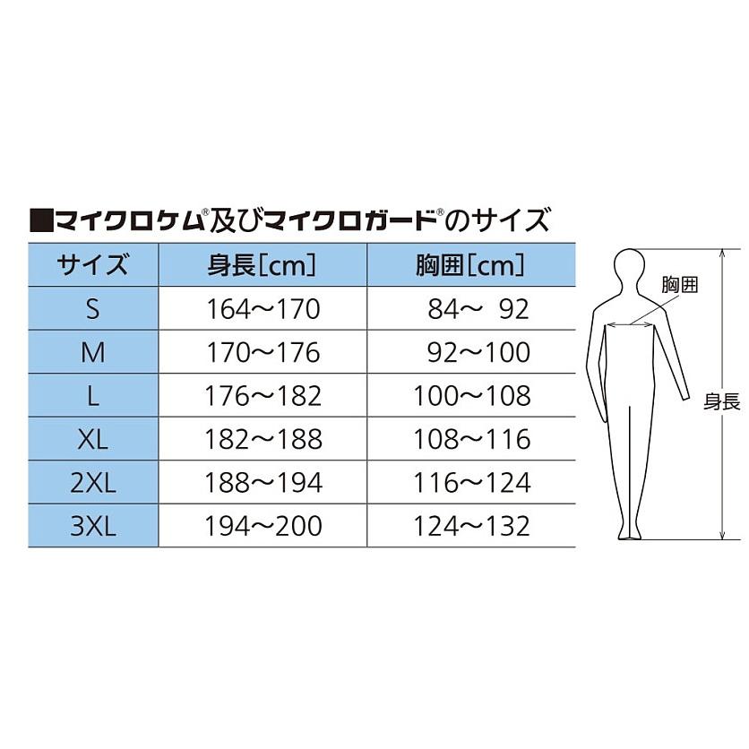 全身化学防護服 シゲマツ マイクロケム4000 (1着) S〜2XLサイズ 重松製作所 保護服 使い捨て 医療 研究所 MICROCHEM JIS適合 放射能 続服｜trans-style｜08