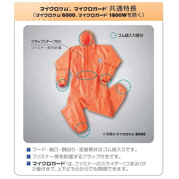 全身化学防護服 シゲマツ マイクロケム 4000-122 (1着) 3XLサイズ 重松
