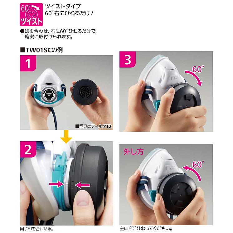 シゲマツ 防じん 電動ファン付マスク用フィルター T2 (活性炭素繊維入