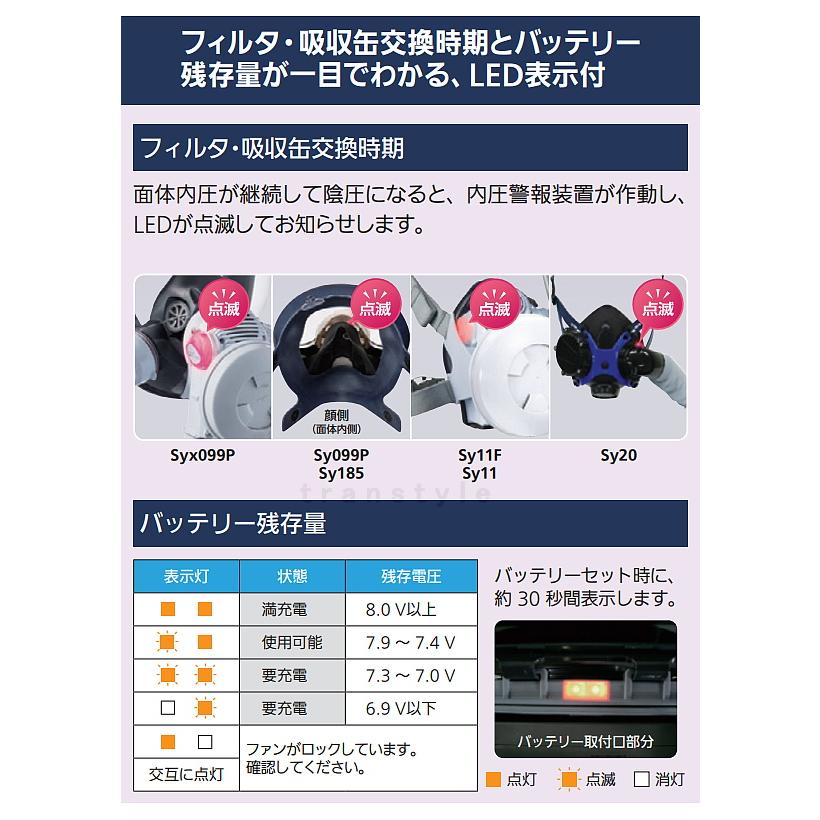 重松 電動ファン付き呼吸用保護具 Sy11F 防じん 防毒 両方対応 電池