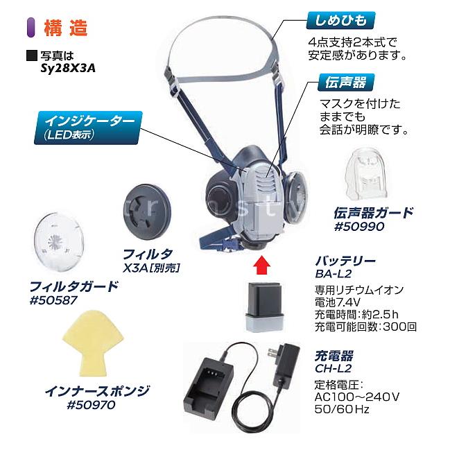 重松 電動ファン付き呼吸用保護具 Sy28 防じんマスク 電池・充電器付 P