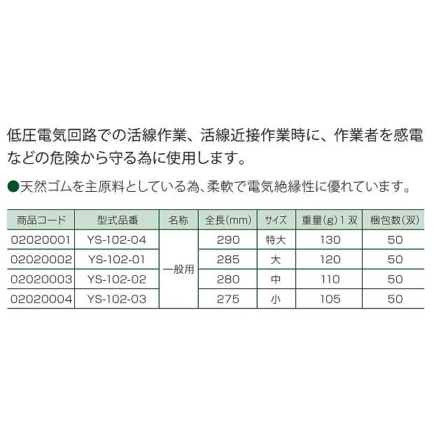 ヨツギ 低圧用電気絶縁ゴム手袋 交流600V以下 直流750V以下 YS-102 低圧作業用 電気絶縁手袋 電気回路 耐電 活線 感電 絶縁用保護具｜trans-style｜08