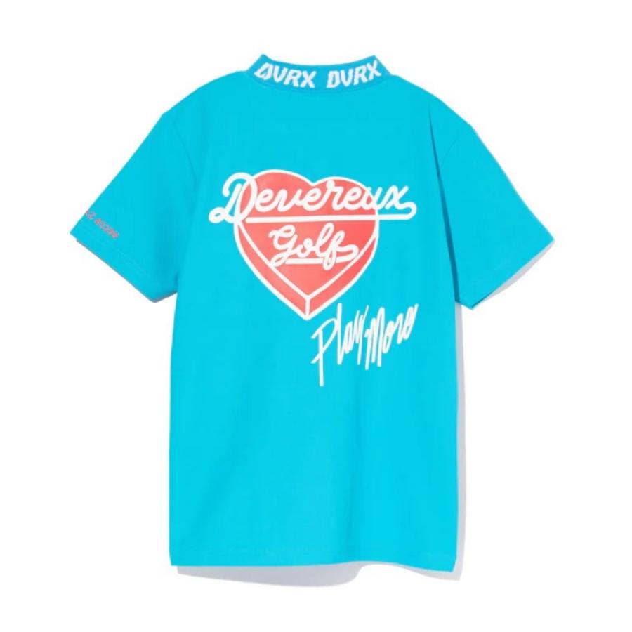 DEVEREUX GOLF デバローゴルフ WOMENS Classic Logo Rib モックネックハートTシャツ 763572090 ゴルフウェア ターコイズブルー ホワイト 半袖 レディース | DEVEREUX GOLF | 04