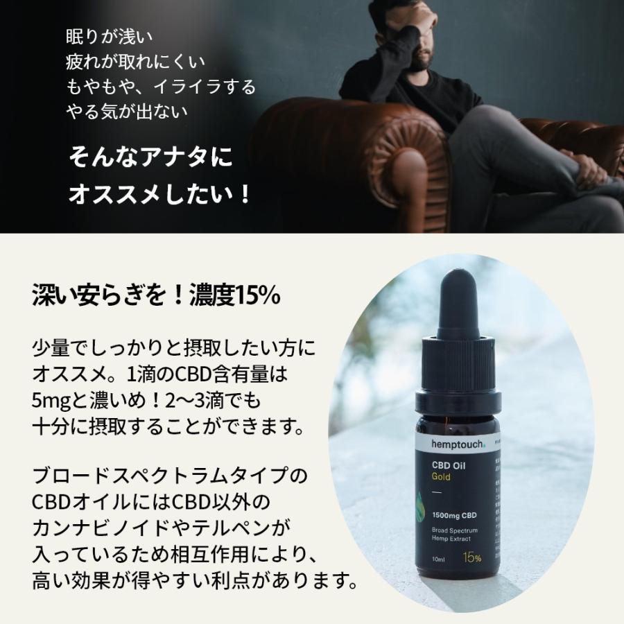 Hemptouch ヘンプタッチ CBDオイル ゴールド 15%濃度 CBD含有1500mg/内容量10ml