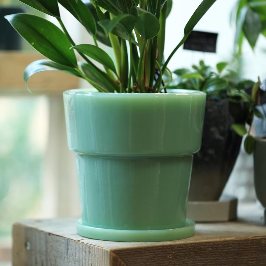 ideaco イデアコ ミルクガラス プランターポット 4号 鉢 受け皿付き | ブランド登録なし | 16