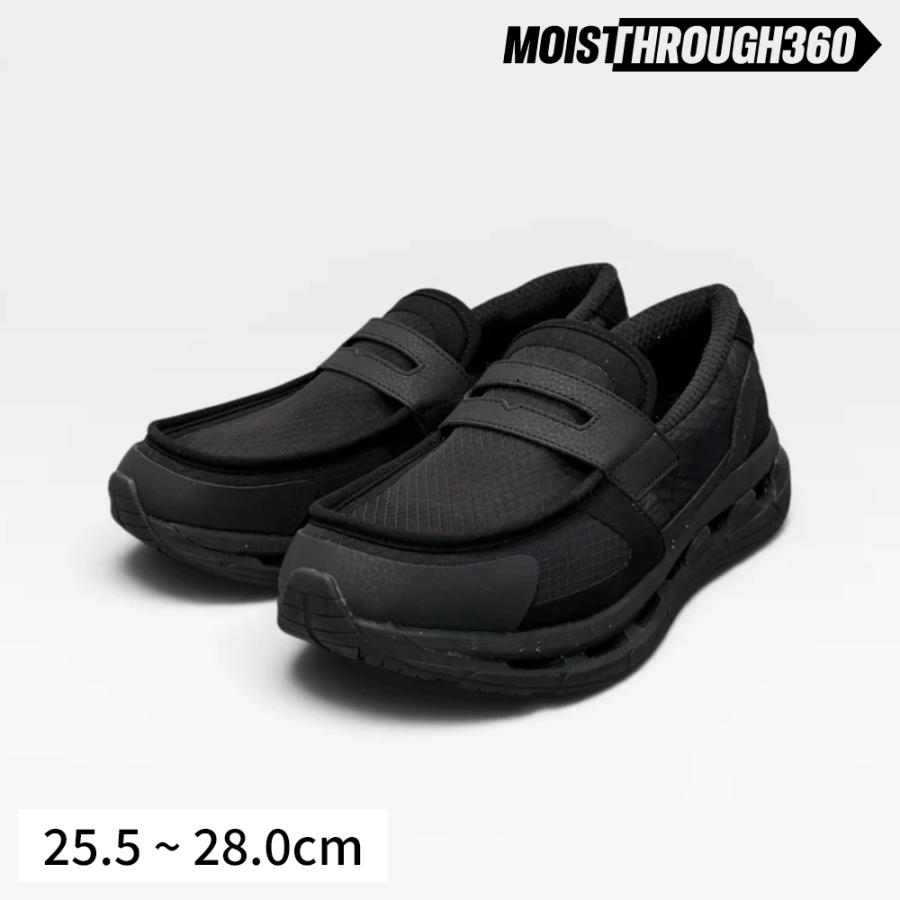 MOISTHROUGH360 モイスルー360 HOBALIPS(ホバリプス) M1111M スニーカー ローファー メンズ ブラック 25.5 26.0 26.5 27.0 28.0 | 