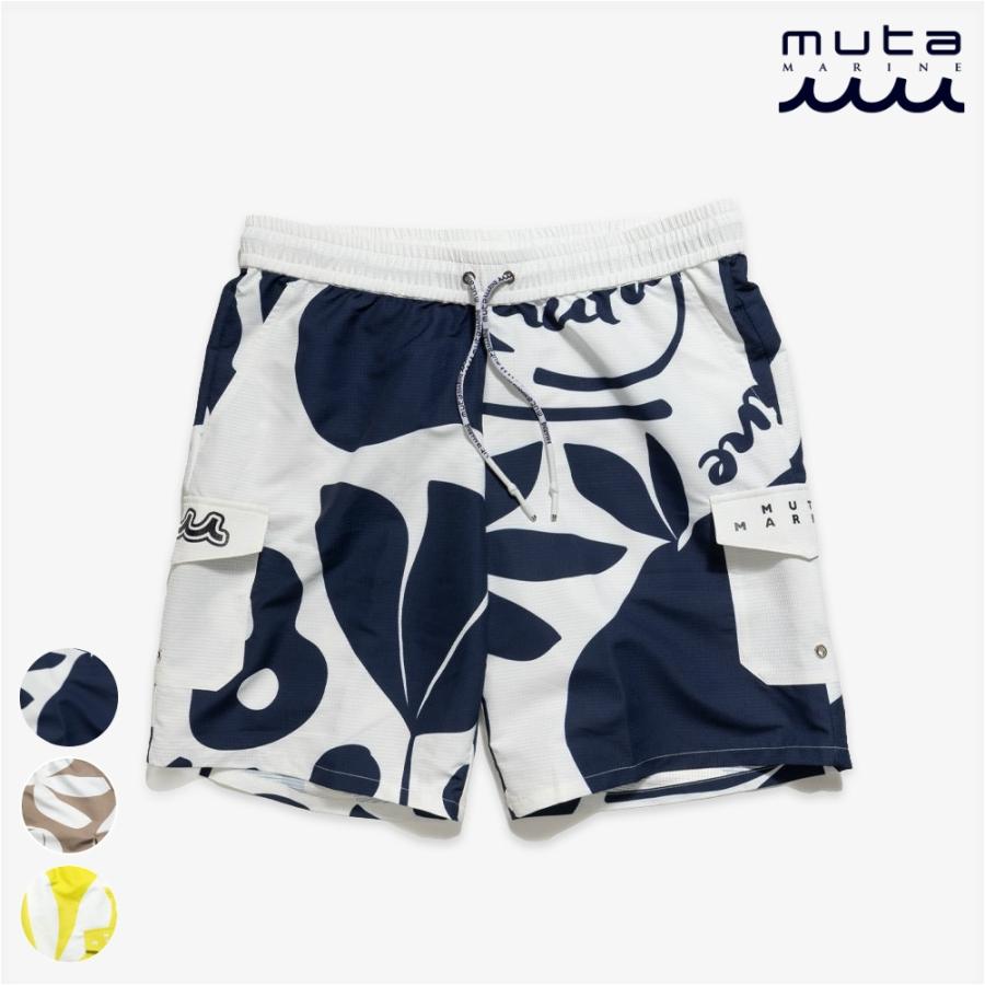 muta MARINE ムータ マリン ショートパンツ ボタニカル柄 カーゴ スイムパンツ MMSG-240708 ショーツ ボトムス 海パン 半ズボン ネイビー ベージュ イエロー | muta