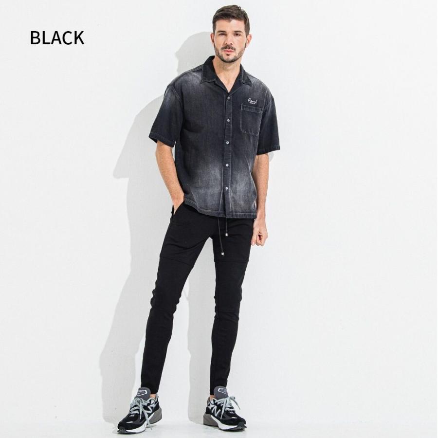RESOUND CLOTHING リサウンドクロージング 半袖シャツ 開襟 黒M RESOUND CLOTHING（リサウンドクロージング） ZACK HALF DENIM SHIRTS