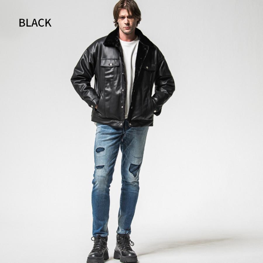 RESOUND CLOTHING リサウンド クロージング ジャケット ブラック 黒 サイズ:3 | フェイクファー オーバーサイズ ダブル ライダースジャケット | アウター ブルゾン 上着【メンズ】【中古】【美品】【K4627】 RESOUND CLOTHING（リサウンドクロージング） ジャケット LEATHER FUR