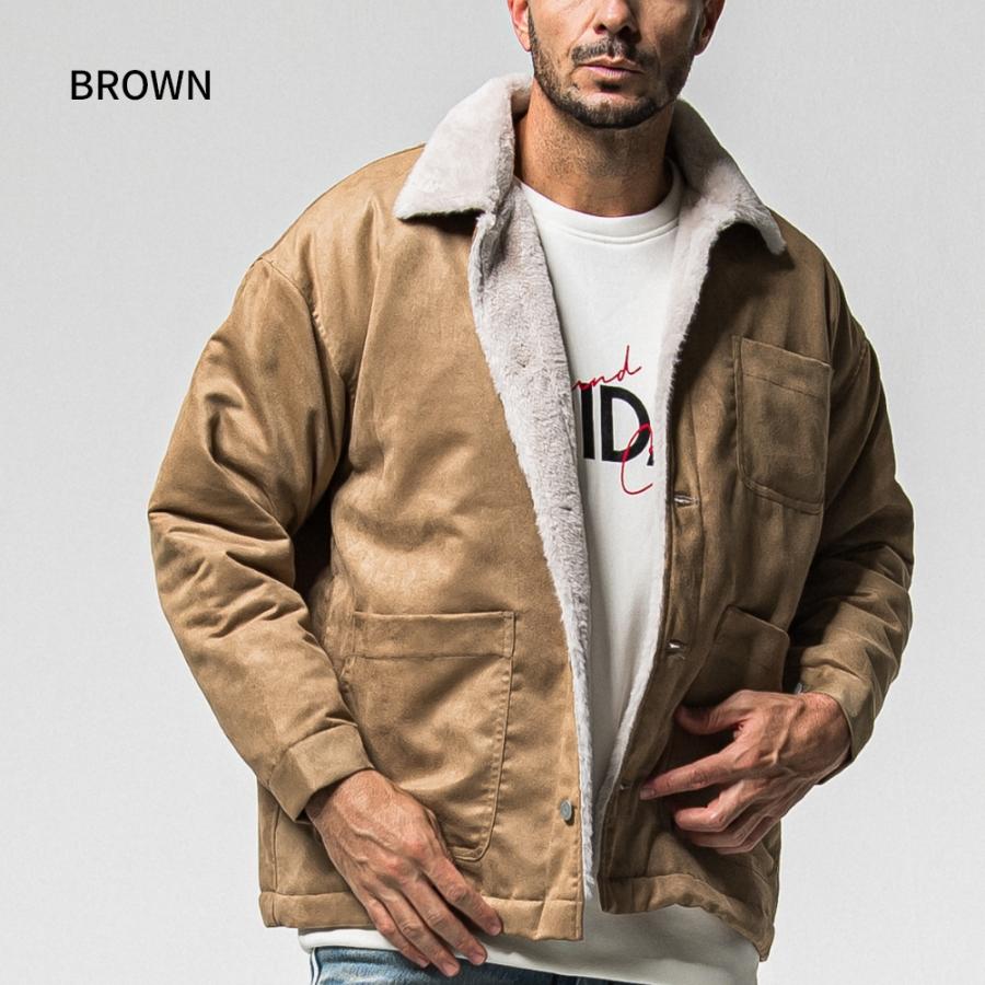 RESOUND CLOTHING リサウンドクロージング ジャケット SUEDE FUR CAVER ALL RC38-JK-003 ファー スエード ムートン 高級感 ブラック ブラウン 父の日の画像