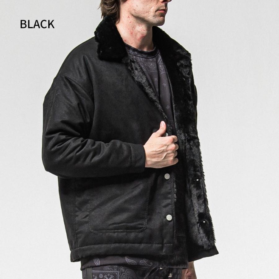 RESOUND CLOTHING リサウンドクロージング ジャケット SUEDE FUR CAVER ALL RC38-JK-003 ファー スエード ムートン 高級感 ブラック ブラウン 父の日の画像