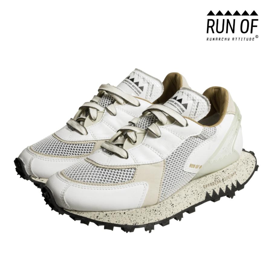 【中古】RUN OF ランオブ ELIO M スニーカー ローカット EU40 25cm位 ベージュ ホワイト メンズ RUN OF（ラン オブ） スニーカー POLARIS RUN229P ホワイト ベージュ